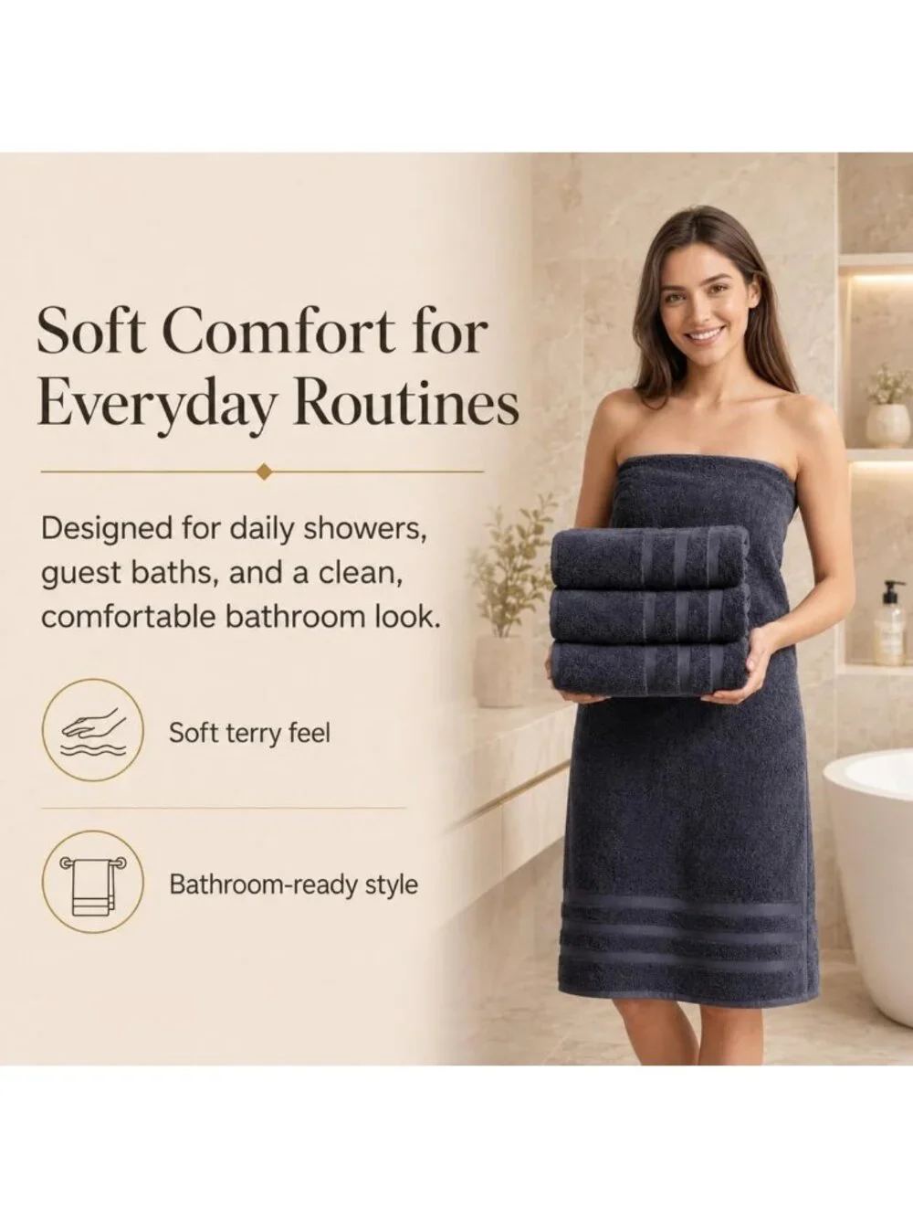 Soft Gray Bath Towels 2 Pack, 30x60